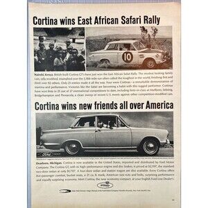 Ford Cortina GT "Wins New Friends all over America" Vintage Print Ad 1964